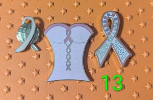 Breast Cancer Awareness Pink Ribbon Lot Of 3 Lapel Pin Set 13 - Picture 1 of 1