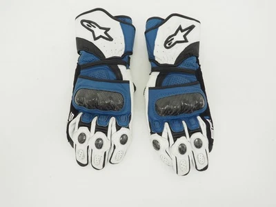 Alpinestars SP-1 Large Gauntlet Blue/ White Leather Padded Motorcycle Gloves  - Image 1 of 4