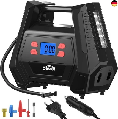 OASSER Luftkompressor Kompressor 12V 230V Kompressor für Autoreifen AC DC 2in1