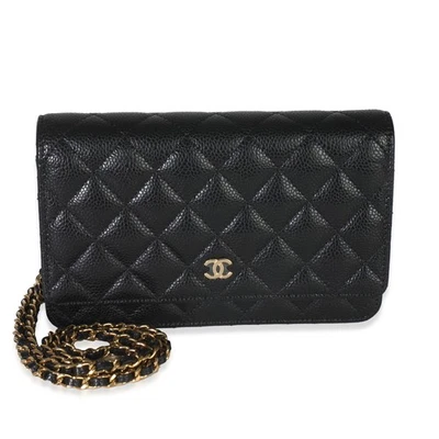Chanel Black Quilted Caviar Classic Wallet On Chain - Image 1 of 4