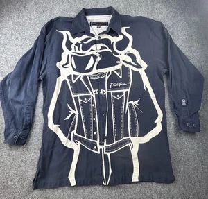 Vintage Phat Farm Bull Herren Hemd mit Knopfleiste XL Navy Hip Hop Streetwear (N) - Bild 1 von 12