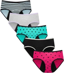 Teen Girls Period Panties Cotton,Mixed Colour,Size L Briefs - Picture 1 of 6