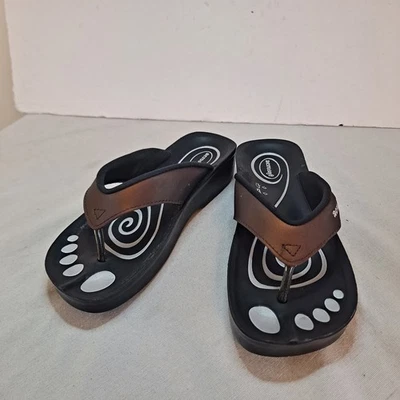 Aerosoft Thong Sandals Womens Size 36 (US 5) Brown Wedge Beach - Image 1 of 4