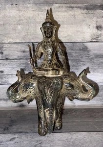 Escultura de elefante de tres cabezas de Buda de bronce de colección Indra en Erawan - Imagen 1 de 7