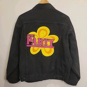 Upcycled Distressed Denim Jacket Trucker  Vtg 90s Hippie Party Colorful Flower - Foto 1 di 8