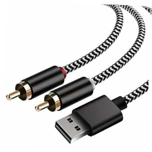 USB to 2-Male RCA Audio Aux Cable for PC Stereo Y Splitter Cord Jack 16Feet - Picture 1 of 7