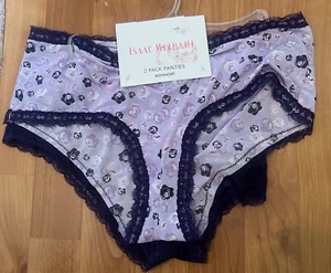ISAAC MIZRAHI HIPSTER BIKINI BOYSHORT PANTIES Large SHEER PURPLE LACE LEOPARD NW - Picture 1 of 9