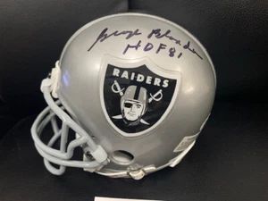 GEORGE BLANDA HAND SIGNED RAIDERS MINI HELMET HOF 81 INSCRIPTION JSA - Picture 1 of 4