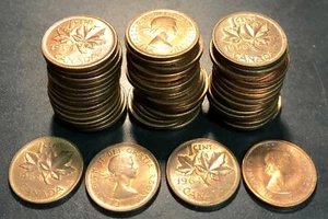 Lote de 40 monedas de cobre centavos pequeños de Canadá 1964 - excelente estado - Imagen 1 de 1