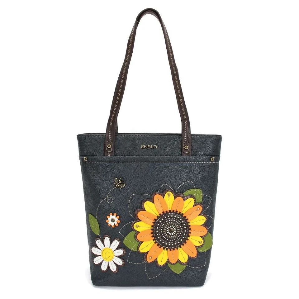 Chala Deluxe Everyday Tote - Sunflower - Vegan Navy