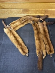 Rare VTG 5 Mink Women’s Fur Stole Red/brown Mink Full Body Pelts Neck Wrap Scarf - Picture 1 of 19