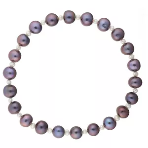 Damen Stretcharmband mit Süßwasserzucht-Perlen 19 cm lang Flex Perlenarmband - Bild 1 von 8