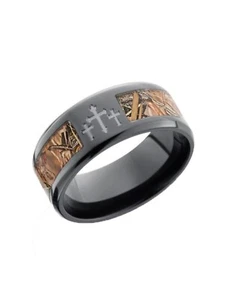 Lashbrook Zirconium Wedding Ring/Band 12" Kings Field Camo & Crosses MSRP $1198 - Picture 1 of 24