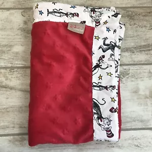 Trend Lab Dr Seuss Cat In The Hat Baby Blanket Red Stars Embossed Security 30x38 - Picture 1 of 5