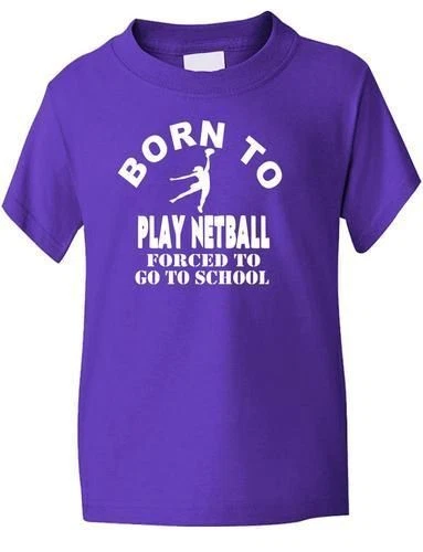 SG GILDAN FRUIT T-Shirt Born To Play Netball Mädchen Sport Kinder Geschenk Größen 1-13 Jahre