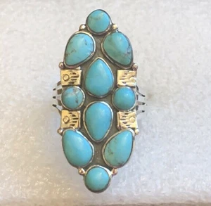 9.68 CTW Kingman Turquoise size 11 ring in 925 Sterling silver 7.3 G - Picture 1 of 8