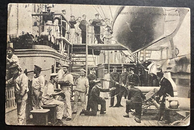 1910 Cuxhaven Germany RPPC Postcard cover To Magdeburg Live On Board - Image 1 of 2