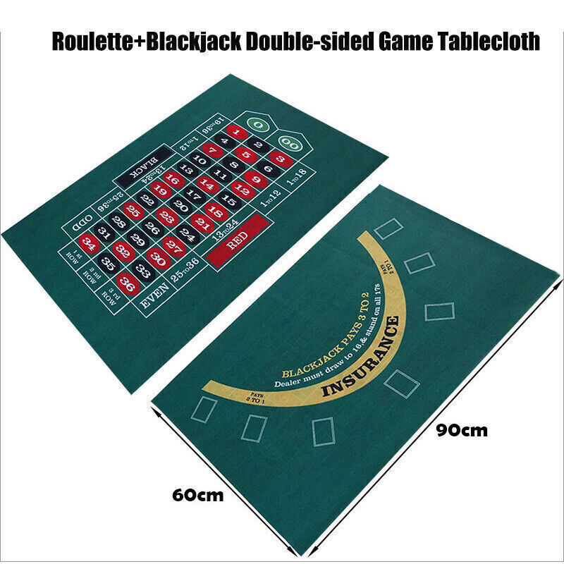 GSE 36x72 Inch Double-Sided Casino Tabletop Felt Mat - Blackjack & Craps Layout For Game Nights & Parties
