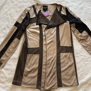 Insight New York Women's Jacket size 10 mesh faux suede black tan NWT - Picture 1 of 12