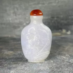 Antique, Antique Snuffbox Chinese Xixth Century IN Jade White - Lotus Carved - Picture 1 of 10
