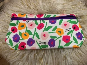 Clinique X Donald Kosmetiktasche Schminkkoffer Reise hell Blumen bunt Reißverschluss - Bild 1 von 13