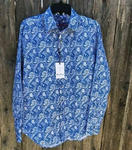 Robert Graham White Blue Paisley Printed Men's Shirt (S M L XL) NEW $198 - Picture 1 of 9