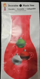NEU Vase aus rotem Kunststoff wiederverwendbar zusammenklappbar Urlaub Weihnachten Thema - Bild 1 von 4