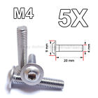 5X M4 20mm ISO 7380-2 A2 Stainless Steel Flanged Button Head Screw Hex Socket
