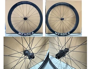 MEROCA Carbon Road Wheelset 700C 50mm Clincher Disc Wheels Thru Axle 30mm Width - Picture 1 of 11