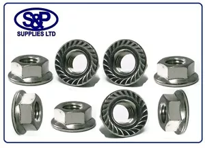 4MM TO 12MM STAINLESS STEEL HEX FLANGE NUT M4 M5 M6 M8 M10 M12 SERRATED FLANGE - Picture 1 of 15