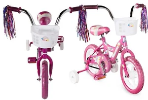 12" Beginner Girls Bicycle with Training Wheels Basket Kid's Bike Gift Foam Tire - Picture 1 of 9