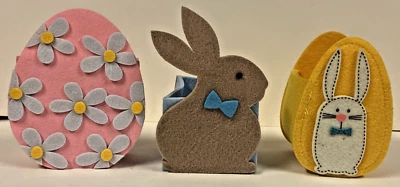 3 Pequeños Fieltro Conejito de Pascua Huevos Cesta Bolsa de Regalo Bolsa Decoración 5" x 4" NUEVO SIN ETIQUETAS Foto 1 de 4