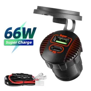 12V 66W USB C Car Charger Socket PD Fast Charging Adapter For Motorcycle Boats - Picture 1 of 14