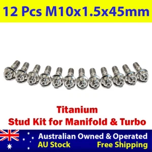 12 Pcs M10x1.5x45mm Titanium Stud Kit for Manifold & Turbo - Foto 1 di 4
