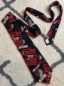 NEW VTG Portland Trail Blazers NBA Necktie Tie Rip City RM Ralph Marlin NWT 90s - Picture 1 of 7