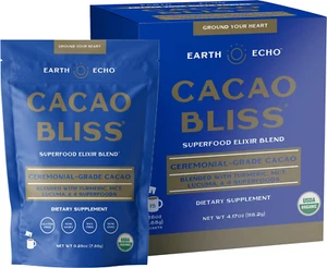 Earth Echo Raw Cacao Bliss Superalimento en Polvo Orgánico No OGM Salud Paquete de 15 Choco - Imagen 1 de 7
