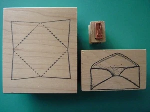 Mini Envelopes - Template & Petite Rubber Stamp Image Set of (3) Rubber Stamps  - Picture 1 of 2