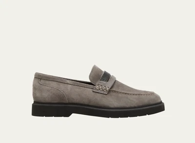 Mocasines Brunello Cucinelli de gamuza para mujer / talla 36,5 / gris marrón Foto 1 de 4