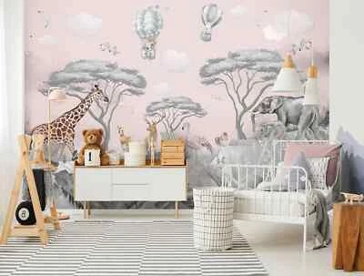 Pink WALLPAPER girls bedroom mural 312x219 cm nursery baby feature wall paper - Image 1 of 4