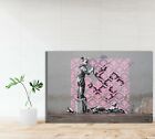 Banksy Girl Painting Over Symbol - Printed Canvas Picture Home Decor Graffiti