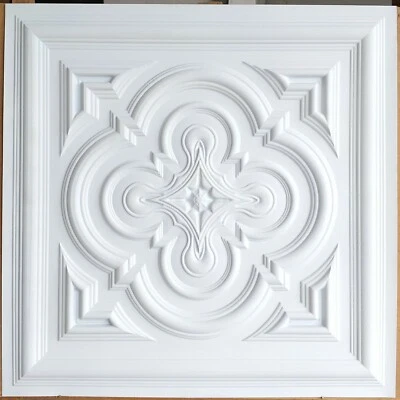 Azulejo de techo imitación lata decoración peluquero salón panel de pared PL36 blanco mate 10 un./lote Foto 1 de 4