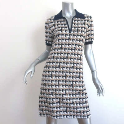 Vestido Polo Tory Burch Tejido de Cesta Jacquard Talla Pequeña Manga Corta Mini Foto 1 de 4
