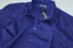 Camisa de Lino Vilebrequin Caroubis LS Púrpura Outremer Nueva Ajuste Euro XXX-Grande XXXL - Imagen 1 de 5