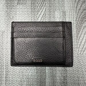 Hugo Boss Leather Card Holder Black Wallet Lightweight
