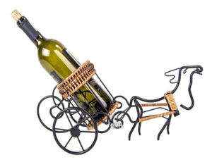 Moose Drawn Carriage Single Wine Bottle Holder Tabletop Metal Display Rack New - Picture 1 of 8
