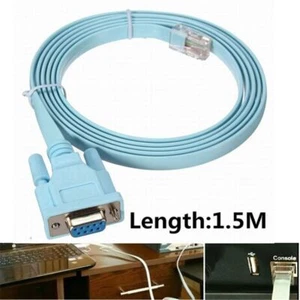 Blue 9Pin RJ45 RS232 Serial Networking Console Cable Computer Ethernet Adapter - Picture 1 of 12