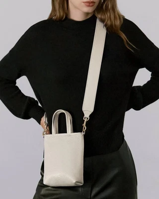 New $228 Cuyana Easy Leather Phone Tote Bag Crossbody in Ecru - Image 1 of 4