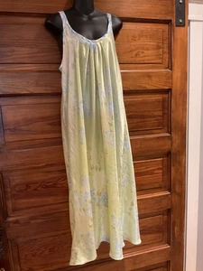 Oscar de la Renta Pink Label Satin Negligee Nachthemd Schlupfkleid grün geblümt XL - Bild 1 von 7