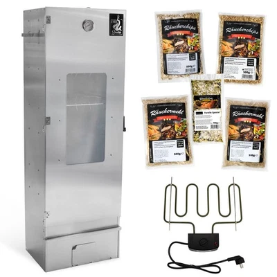 Eversmoke Räucherofenset Edelstahl mit Sichtscheibe Elektro Heizelement