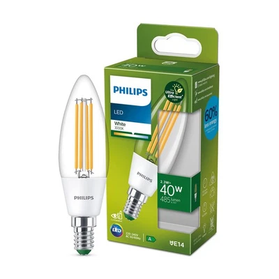 Philips LED Lampadina Classe A Ultra Efficiente, 4W, 3000K, E14 4oKH - Immagine 1 di 4